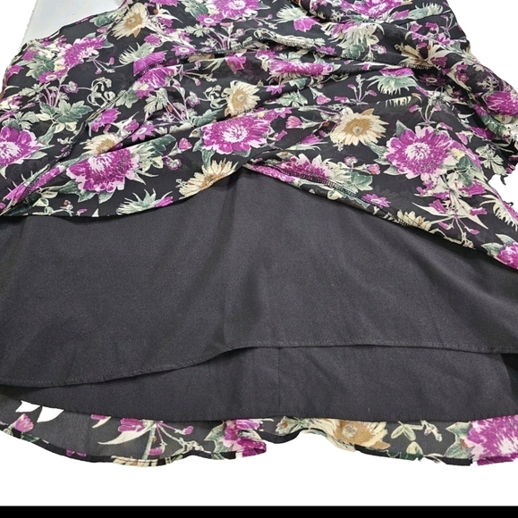 Rachel Roy Black Lora Floral Ruffled Sz 12 Summer Spring Mini Short Dress - Picture 12 of 15